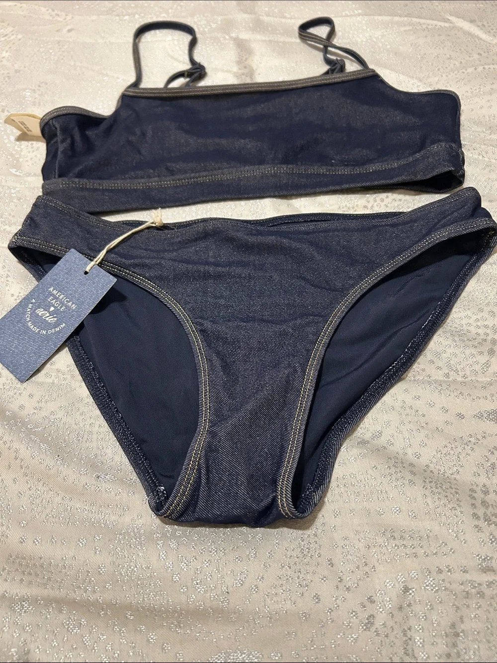 aerie A Match Made In DenimTwo-Piece Scoop Bikini Set